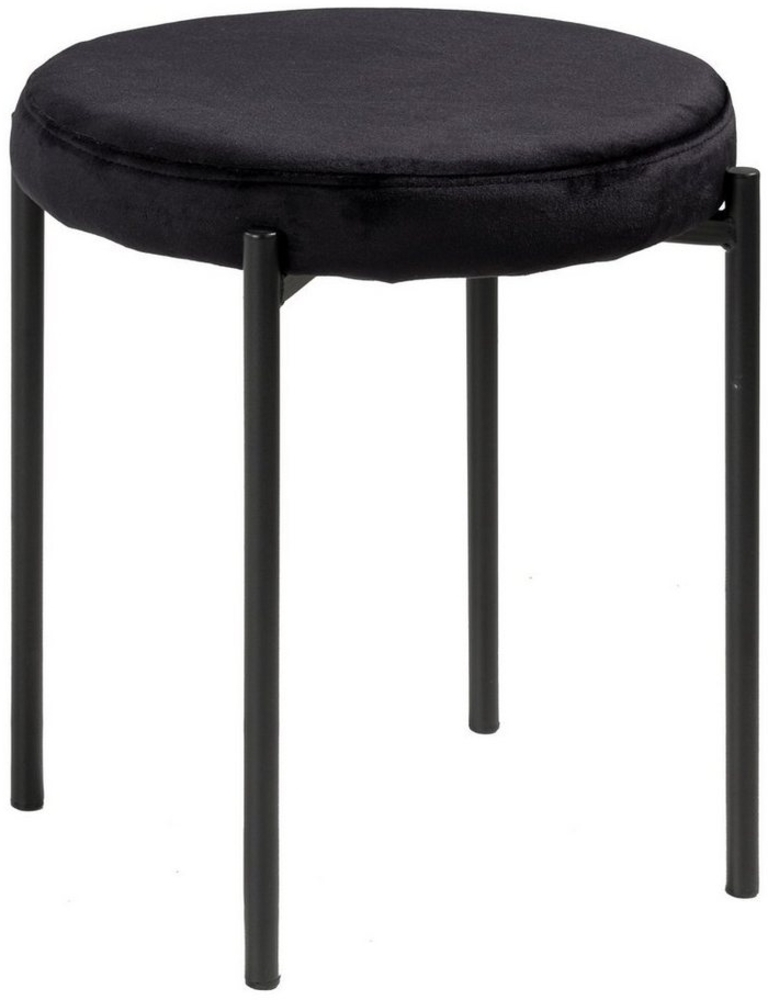 Home4You Hocker, Ø 38 x H 45 cm, Schwarz, Samt, Metallgestell, (1 Stück), stapelbar Bild 1