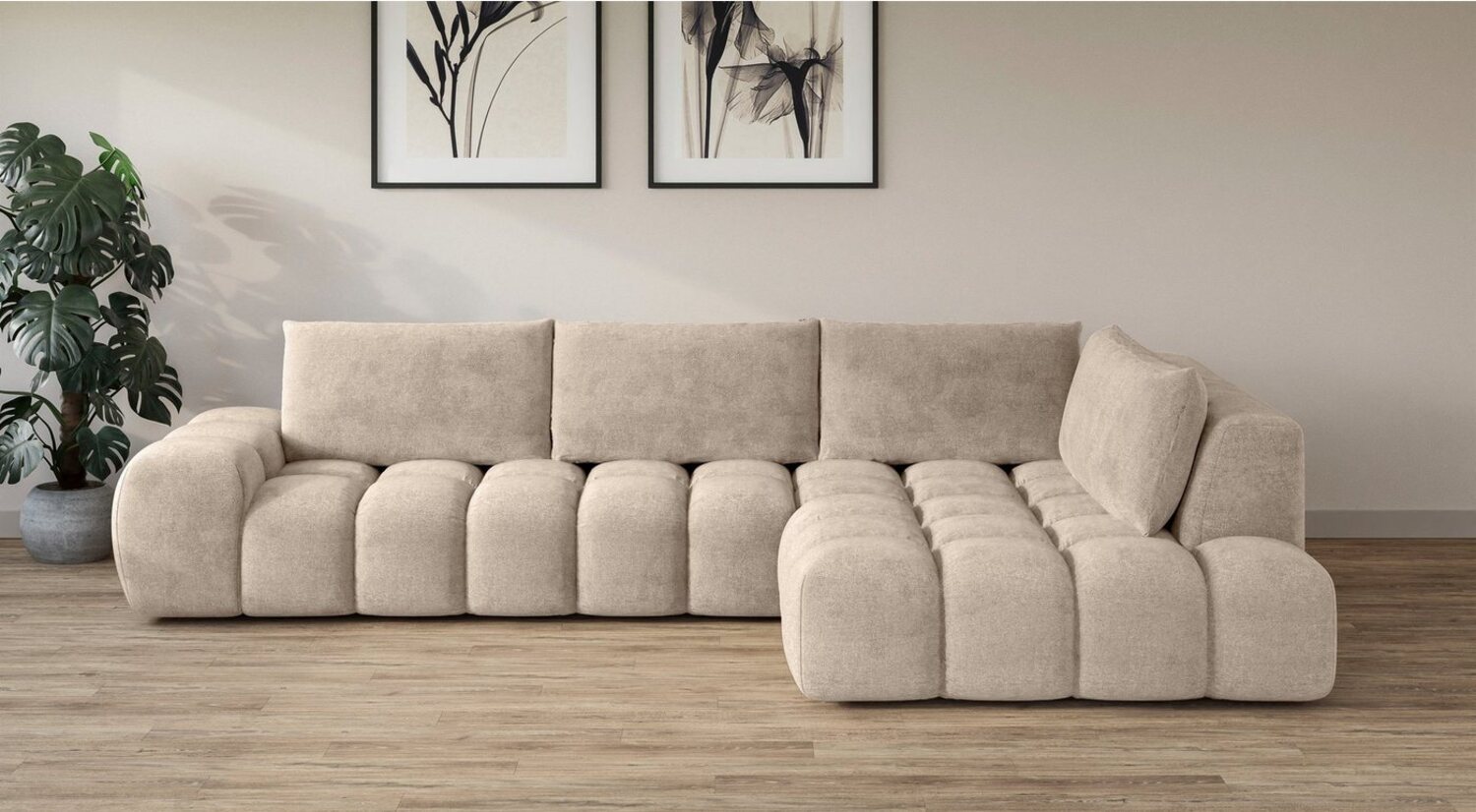 INOSIGN Ecksofa AZITA, lose Rückenkissen, moderne Steppung Bild 1
