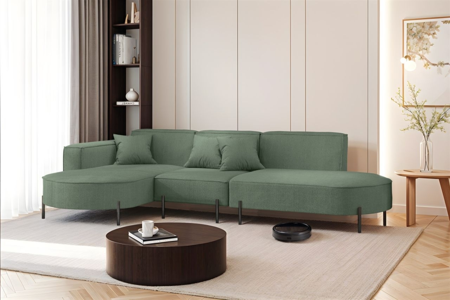 Ecksofa Designersofa VALENCIA in Stoff Scala Forest Ottomane Links Bild 1