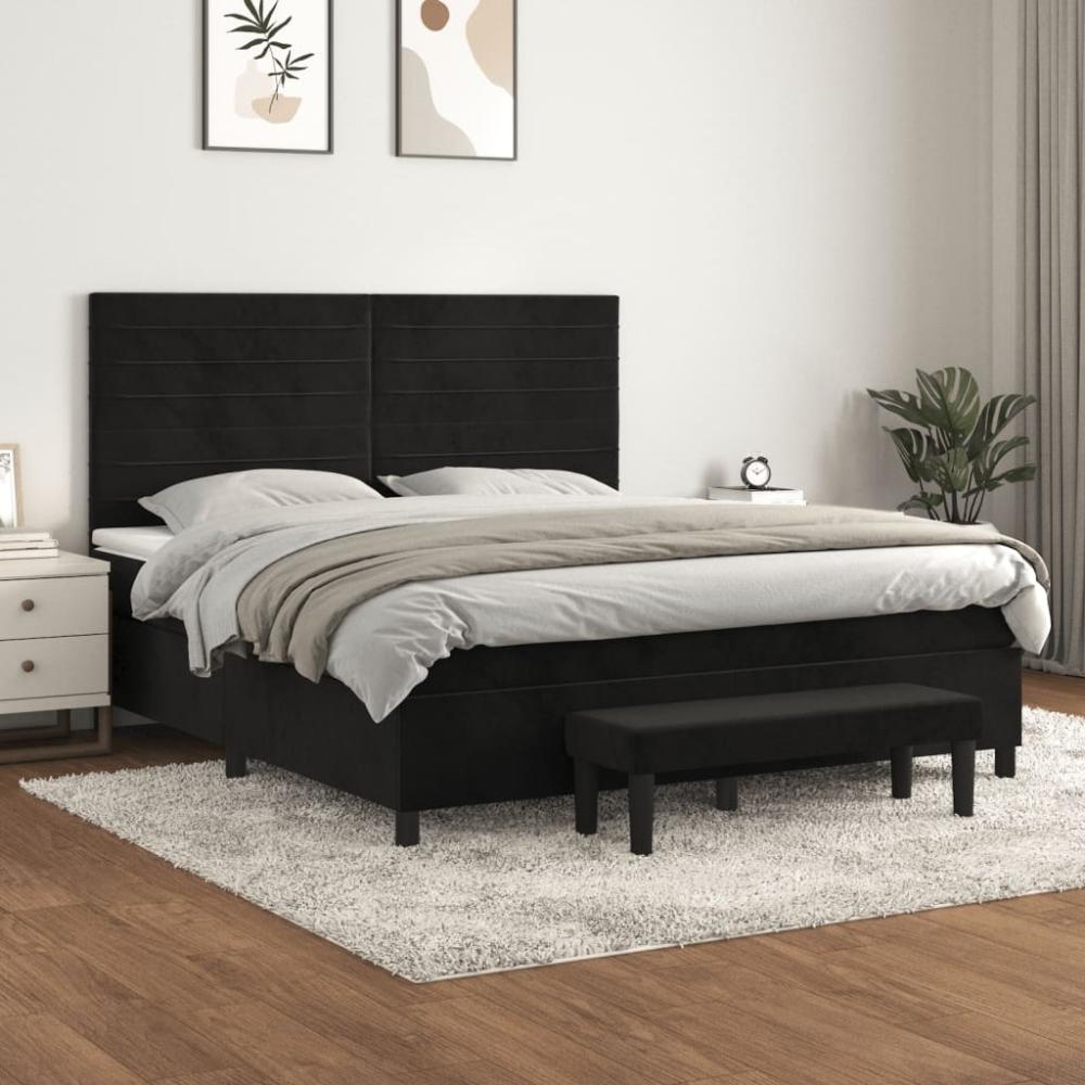 vidaXL Boxspringbett mit Matratze Schwarz 180x200 cm Samt 3137919 Bild 1