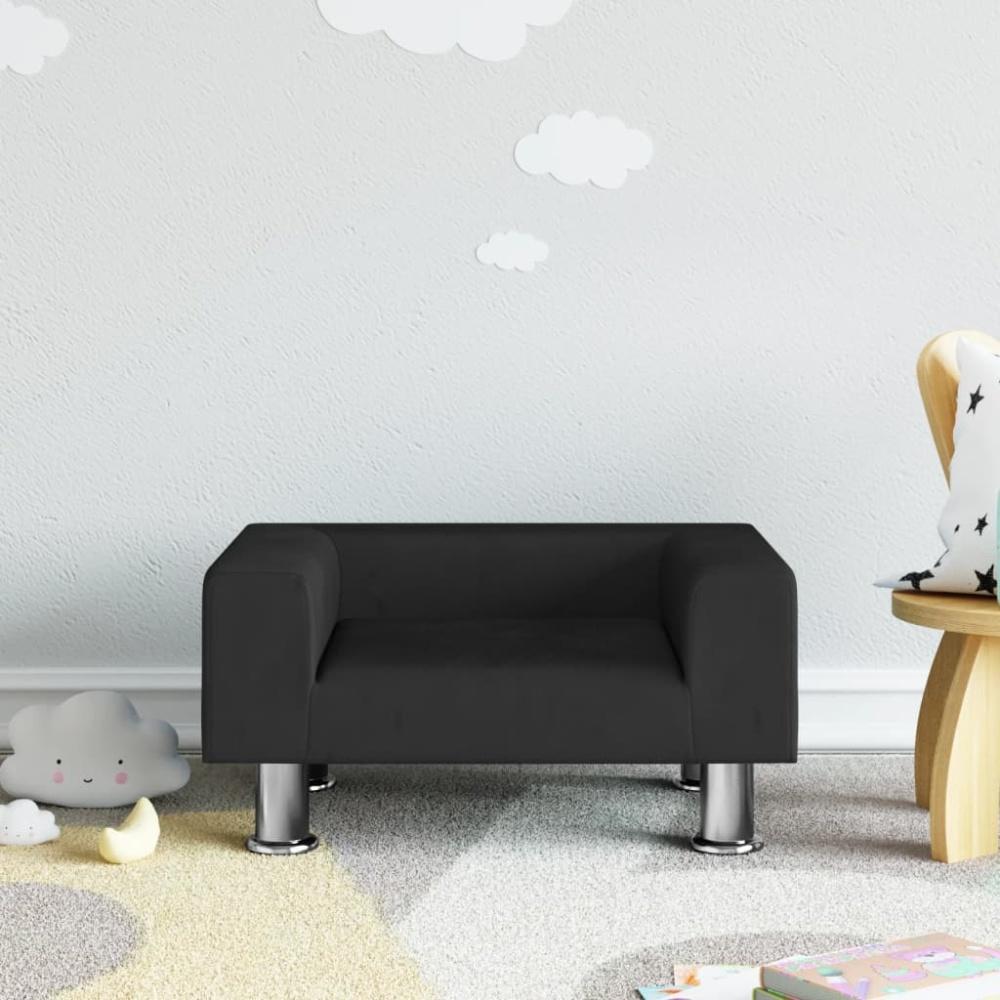 vidaXL Kindersofa Schwarz 50x40x26,5 cm Samt 3196340 Bild 1