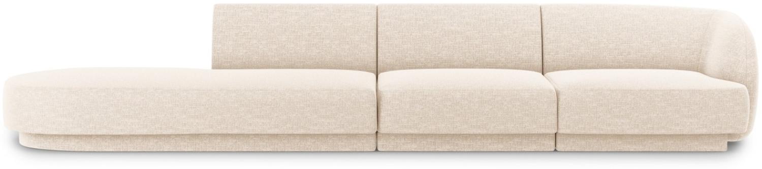 Micadoni 4-Sitzer Links Samtstoff Sofa Miley | Beinfarbe Black Plastic, Helles Beige, Chenille Bild 1