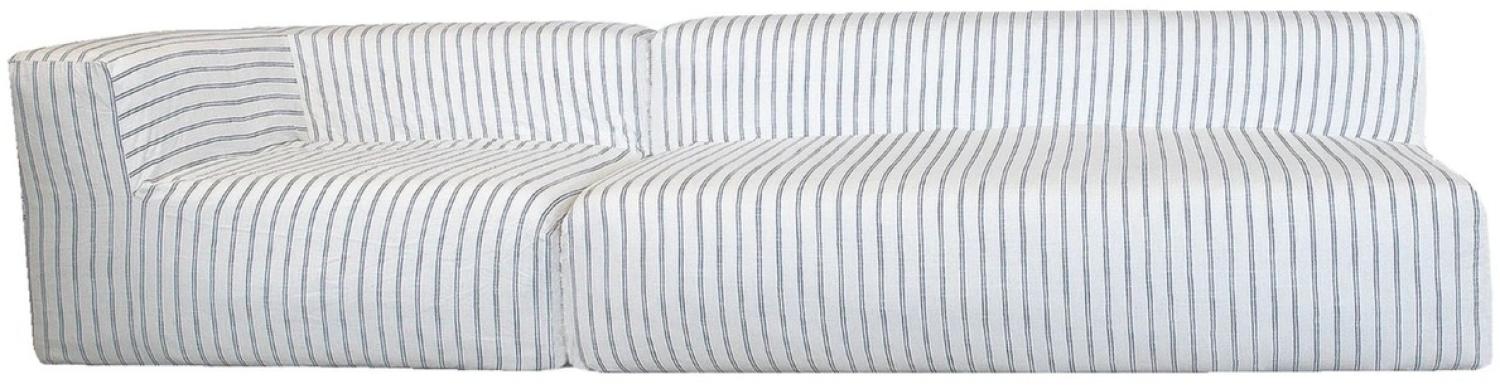 Casa Padrino Luxus Wohnzimmer Sofa mit Streifen Weiß / Blau 325 cm Bild 1