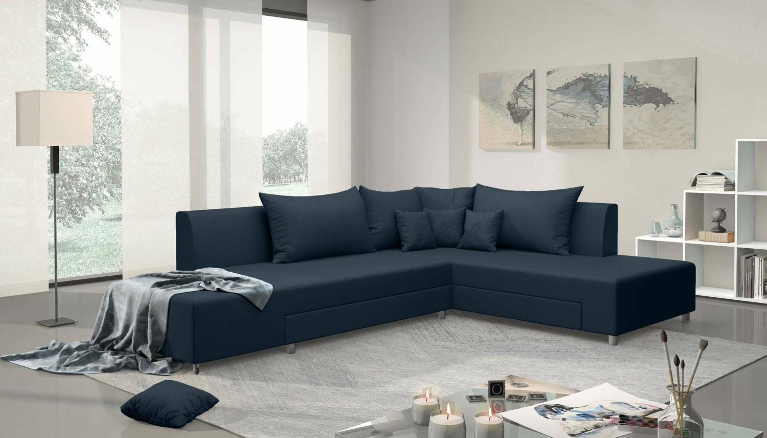 Stylefy Livia Ecksofa Blau Kunstleder Bild 1