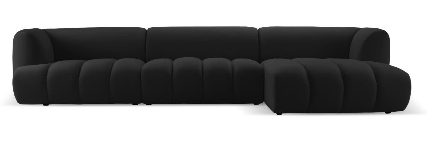 Micadoni Modulares Ecksofa Harry 5-Sitzer Rechts Samtstoff Schwarz Bild 1