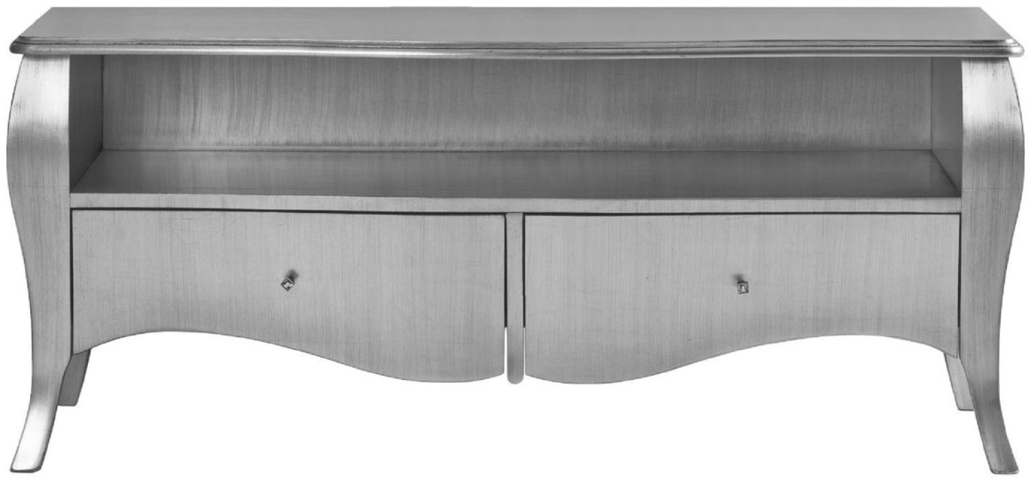 Casa Padrino Luxus Barock TV Schrank Silber - Handgefertigtes Massivholz Sideboard mit 2 Schubladen - Luxus Möbel im Barockstil - Barock Möbel - Barock Einrichtung - Edel & Prunkvoll Bild 1