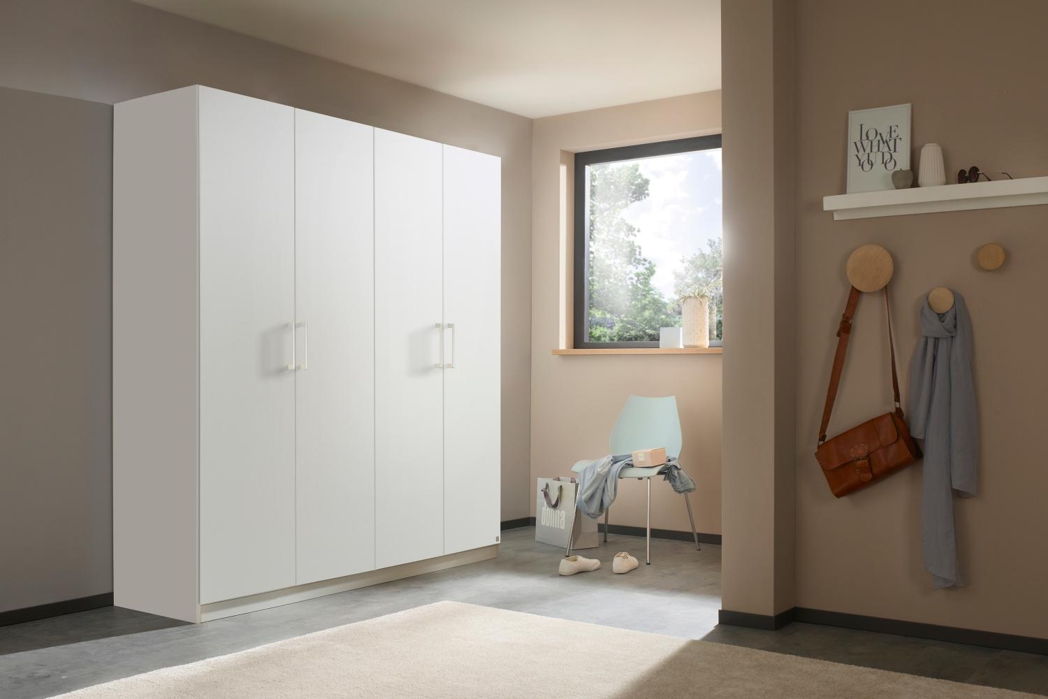 rauch Kleiderschrank; Drehtürenschrank COSMO, 4-türig, Alpinweiß, mit Aufbewahrungsboxen, 181x197x54xcm Bild 1