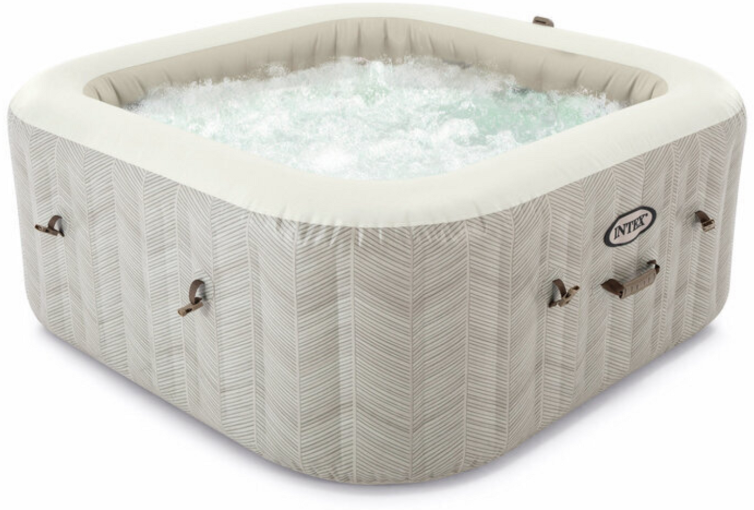 Intex aufblasbarer Whirlpool "PureSpa Chevron Deluxe Square", creme, Ø 211 x 71 cm Bild 1