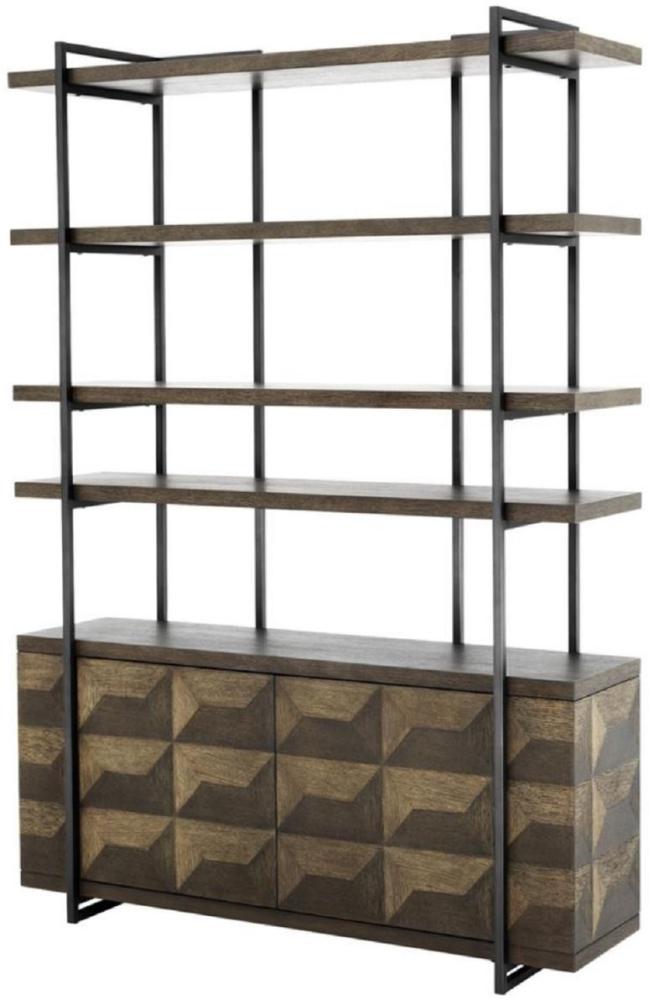 Casa Padrino Luxus Regalschrank mit 2 Türen Braun / Bronze 140 x 40 x H. 200 cm - Wohnzimmerschrank Bild 1