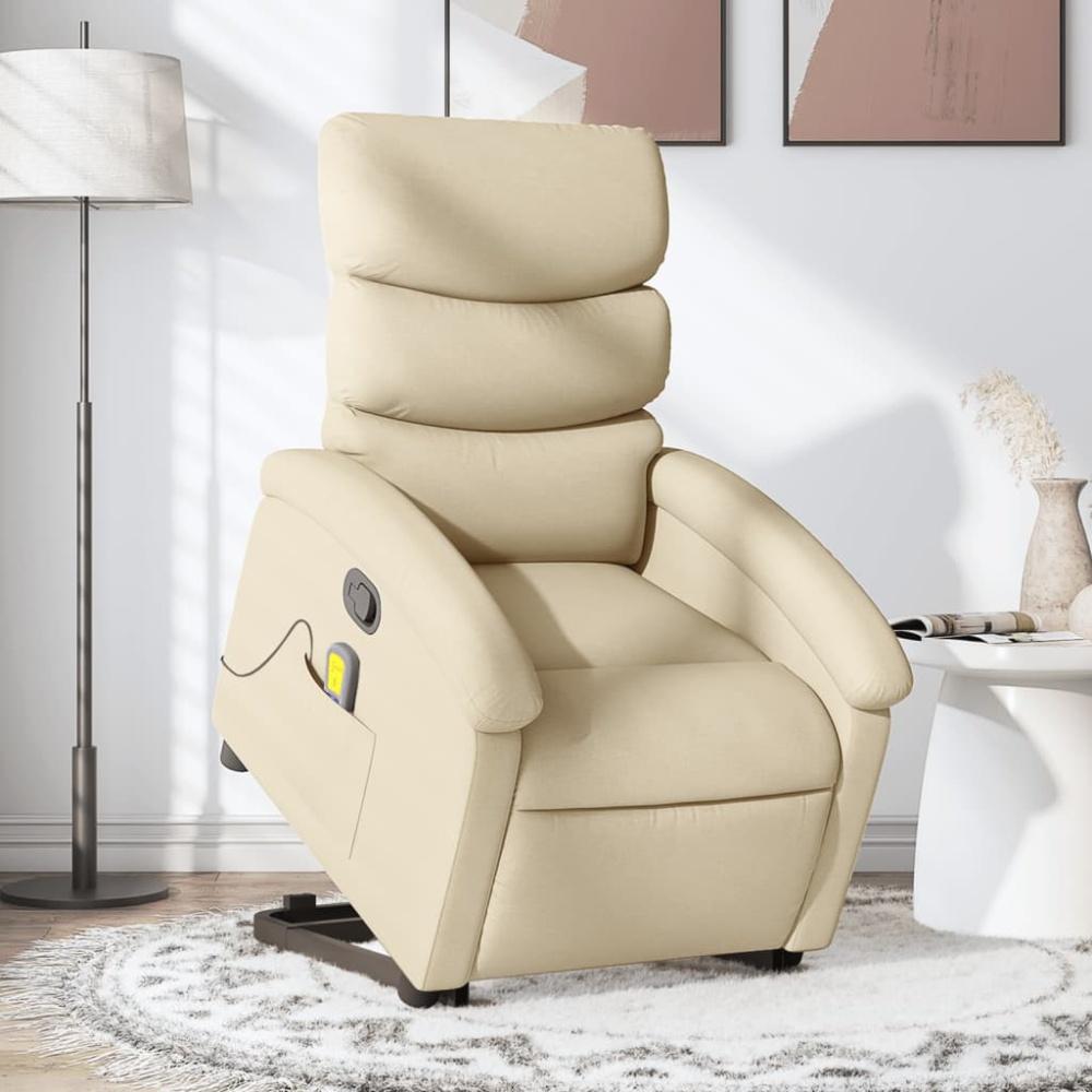 vidaXL Massagesessel mit Aufstehhilfe Creme Stoff 3203999 Bild 1