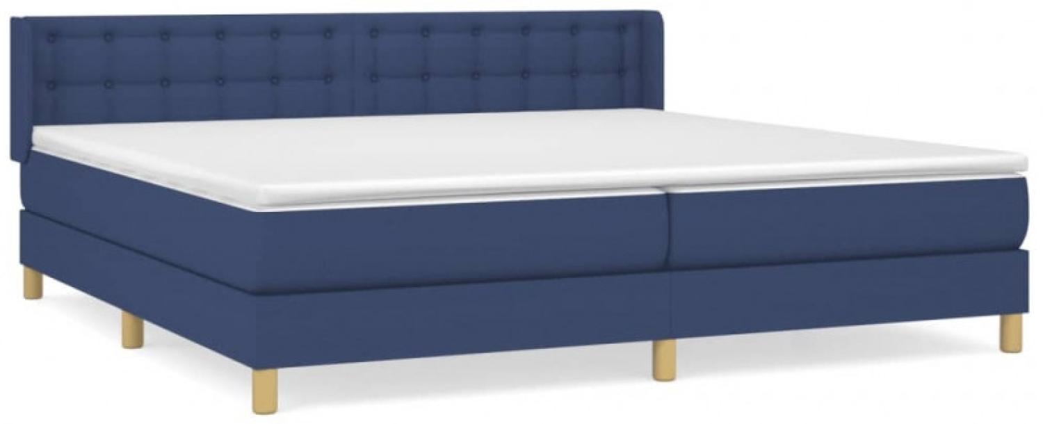 vidaXL Boxspringbett mit Matratze Blau 200x200 cm Stoff, Härtegrad: H2 [3130623] Bild 1
