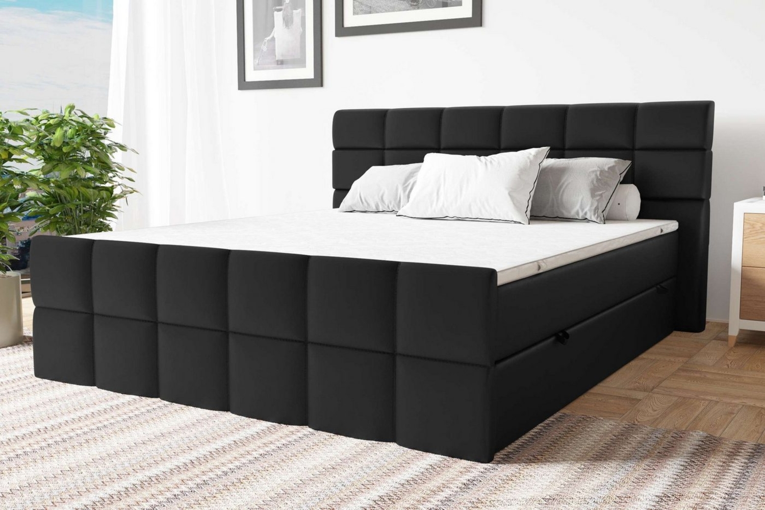 99rooms Boxspringbett Dunkan (Schlafzimmerbett, Bett), wahlweise mit Bonell- oder Taschenfederkern Matratze, mit Topper Bild 1