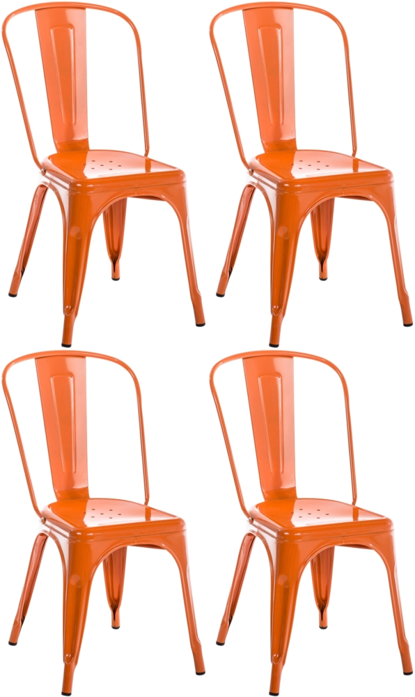 CLP 4er Set Stühle Benedikt aus Metall bis 200 kg belastbar stapelbar,orange Bild 1