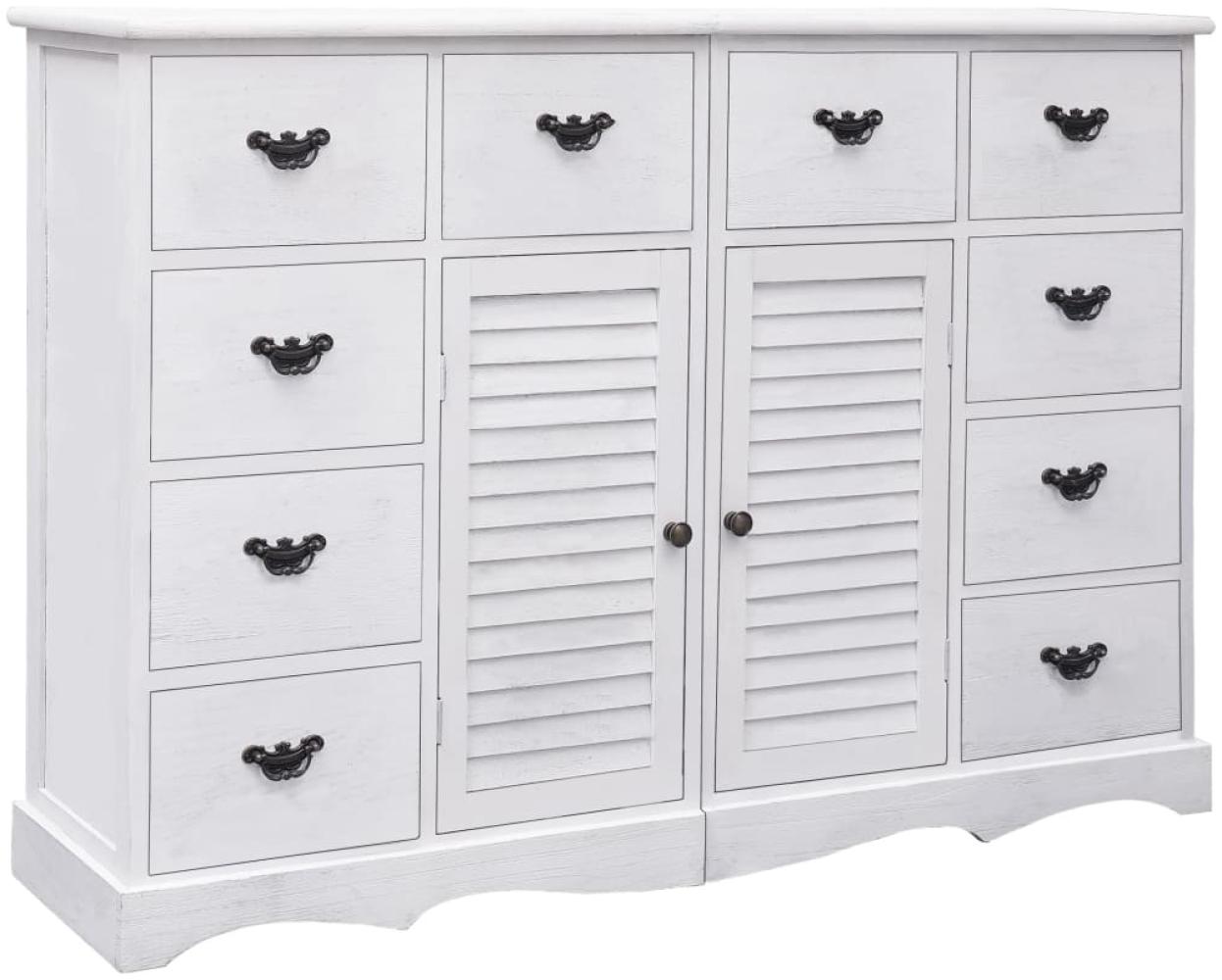 Sideboard mit 10 Schubladen Weiß 113 x 30 x 79 cm Holz Bild 1