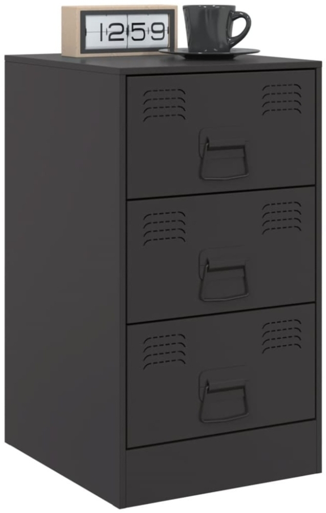 vidaXL Nachttische 2 Stk. Schwarz 34,5x39x62 cm Stahl 841776 Bild 1
