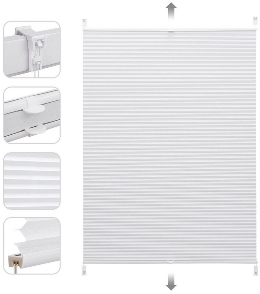 Sekey Plissee Sonnenschutzrollo ohne Bohren Verspannt Blickdicht Lichtschutz, blickdicht, Klemmfix, Innovatives Halb-Waben-Design Plissee für Fenster / Tür Bild 1