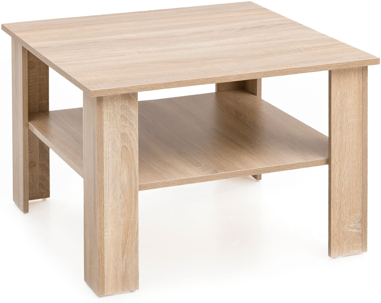 Couchtisch WL5.833 Sonoma Eiche 60 x 42 x 60 cm Design Holztisch mit Ablage, Wohnzimmertisch Coffee Table, Sofatisch Loungetisch Holz, Kaffeetisch Stubentisch mit Stauraum, Tisch Wohnzimmer Bild 1