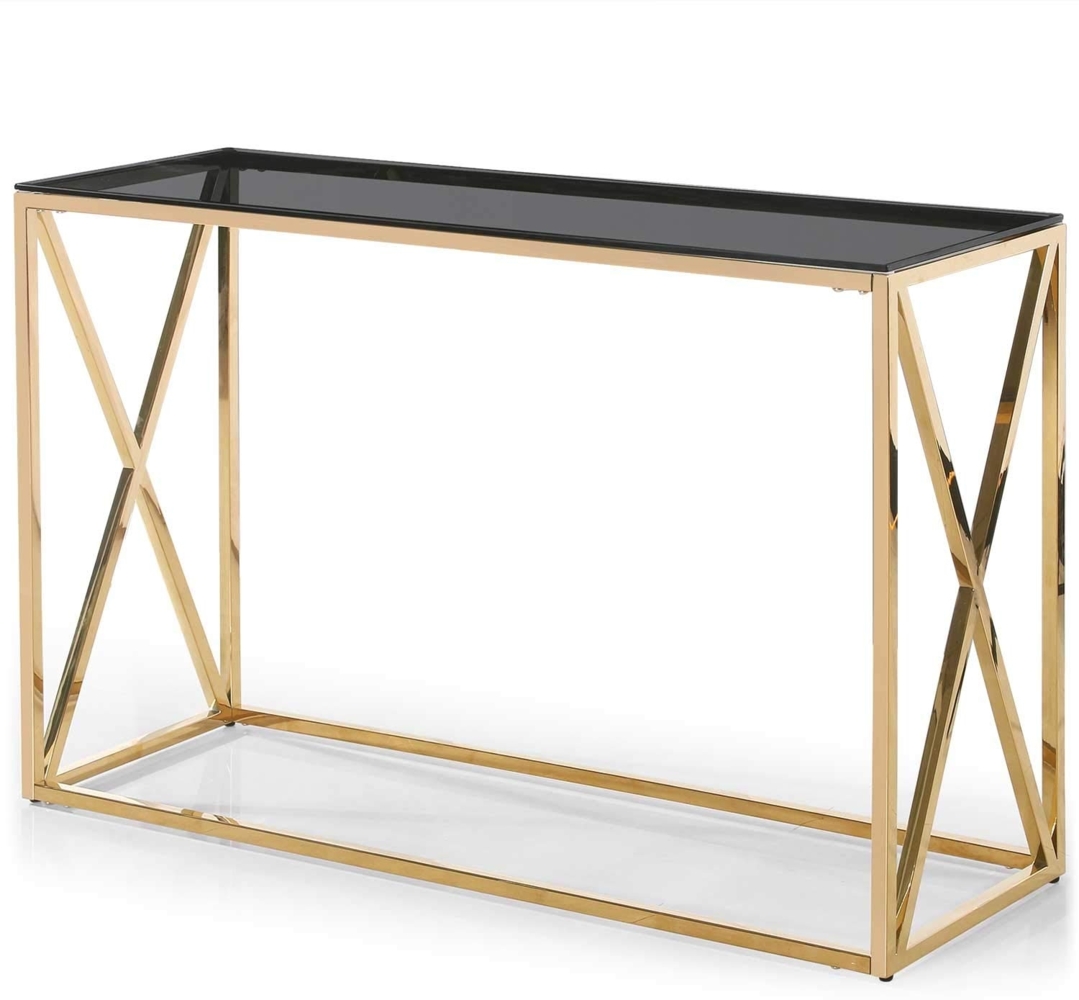 Menzzo Sydney Konsolentisch aus Rauchglas mit goldenen Beinen Bild 1