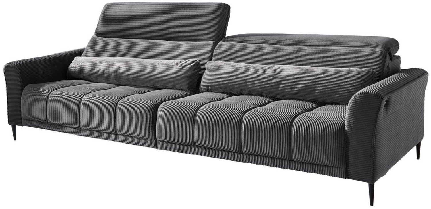 Massivart® Big-Sofa LOGAN Cord grün, grau, beige, rost 280 cm / 4-Sitzer, Sitztiefenverstellung / Kopfteilverstellung / Armlehnverstellung Bild 1