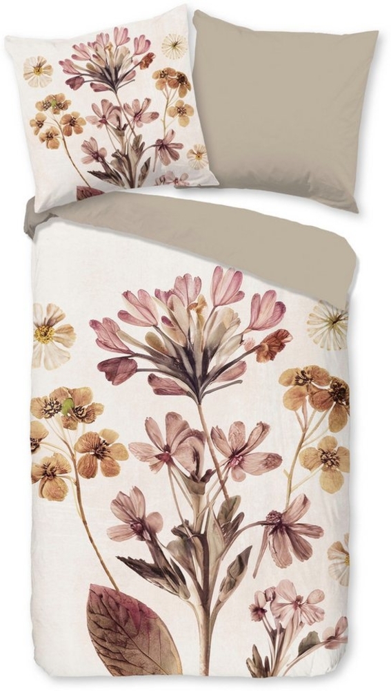 PURE luxury collection Wendebettwäsche Okuyasu, Microfaser, 3 teilig, Mikrofaser, Pflegeleicht, Reißverschluss, Wendeoptik, Blume, Sand Bild 1