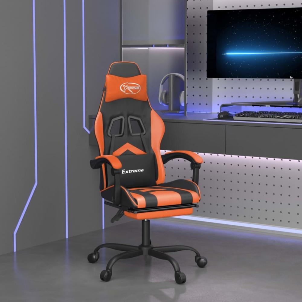 vidaXL Gaming-Stuhl mit Fußstütze Schwarz und Orange Kunstleder [3143908] Bild 1