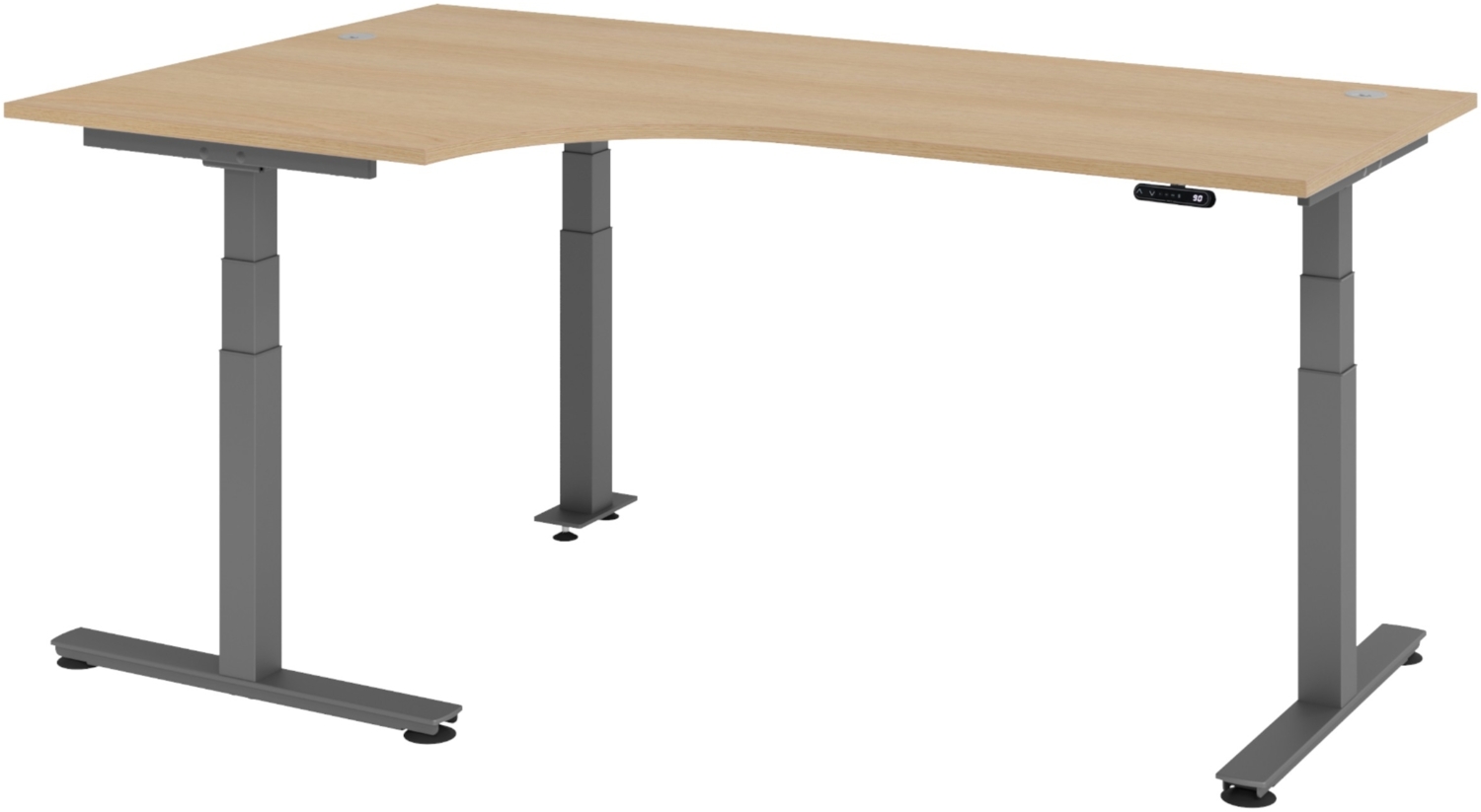 bümö elektrisch höhenverstellbarer Eckschreibtisch Eiche 200x120 cm, Gestell graphit - Eckschreibtisch höhenverstellbar mit Memory-Steuerung, elektrischer l Schreibtisch L Form Ecktisch, XDSM-82-E-G Bild 1