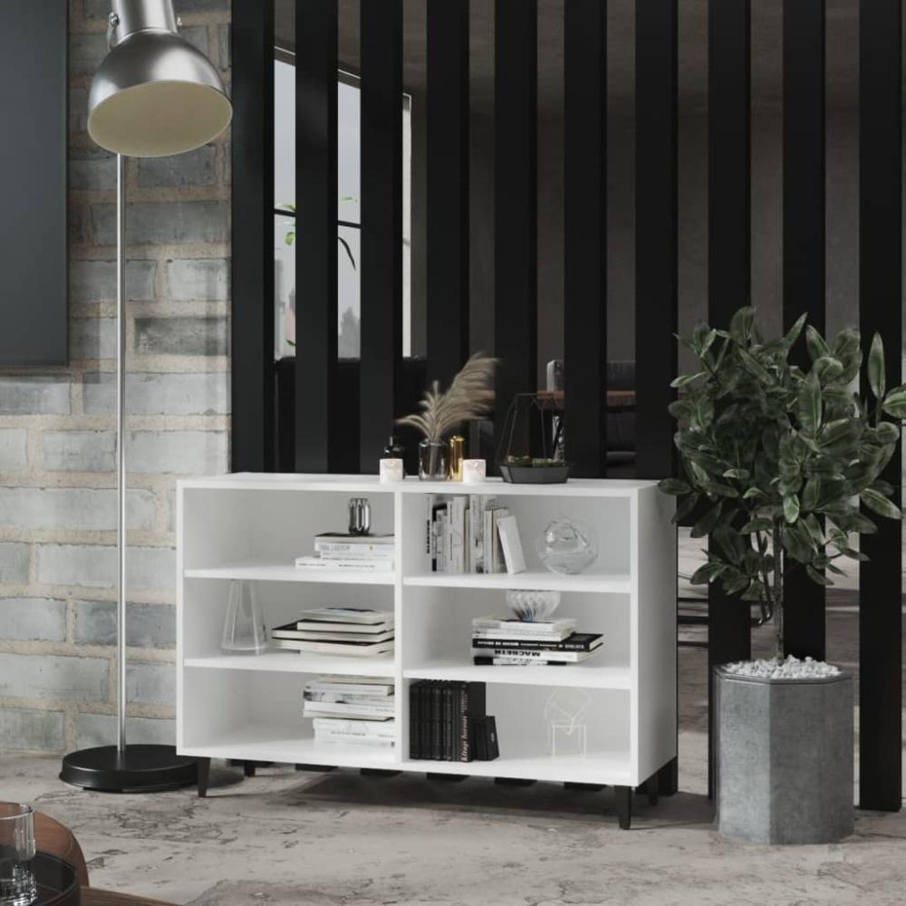 vidaXL Sideboard Weiß 103,5 x 35 x 70 cm Spanplatte, Füße schwarz Bild 1