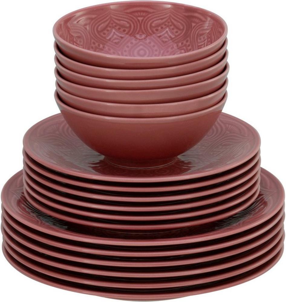 CreaTable 21630 Tafelservice Orient Mandala für 6 Personen, Porzellan, rot (1 Set, 18-teilig) Bild 1