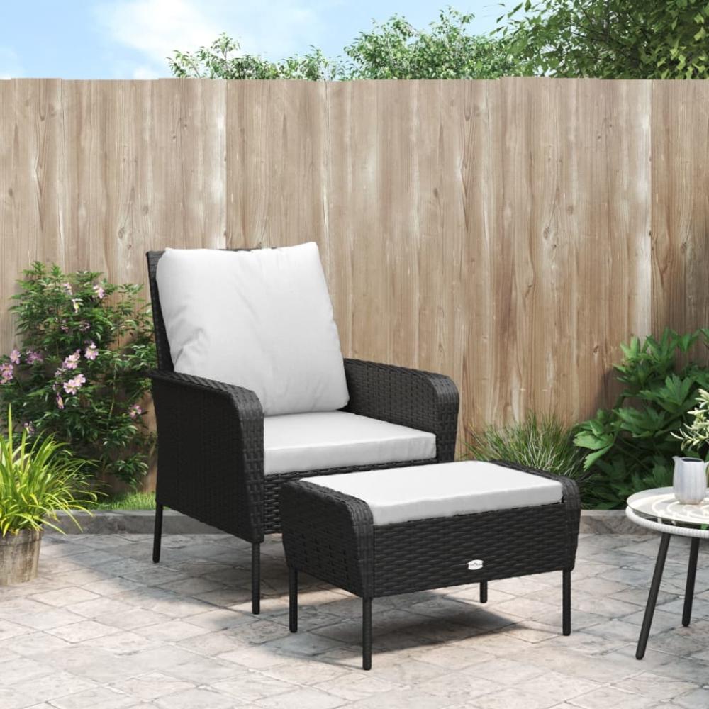 vidaXL Gartenstuhl mit Fußhocker Schwarz Poly Rattan 364116 Bild 1