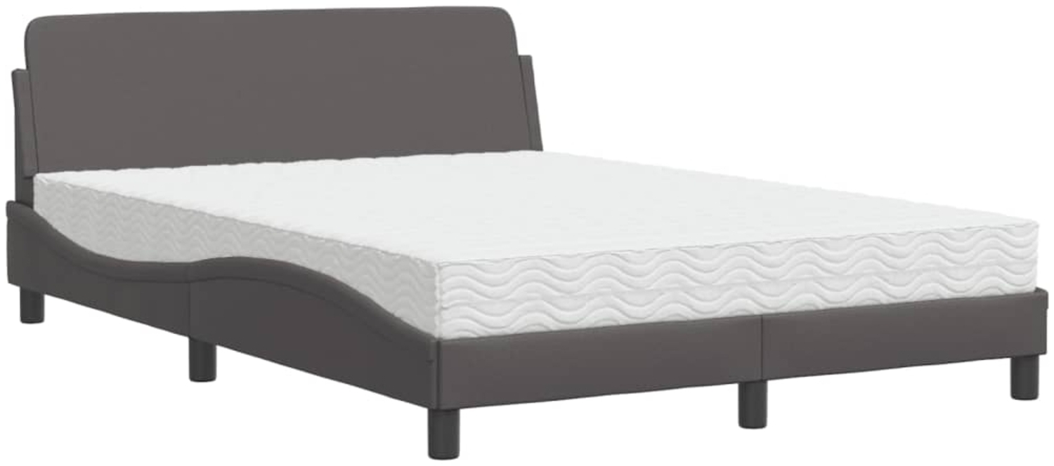 vidaXL Bett mit Matratze "Dover" Grau 140x190 cm Kunstleder 3208400 Bild 1