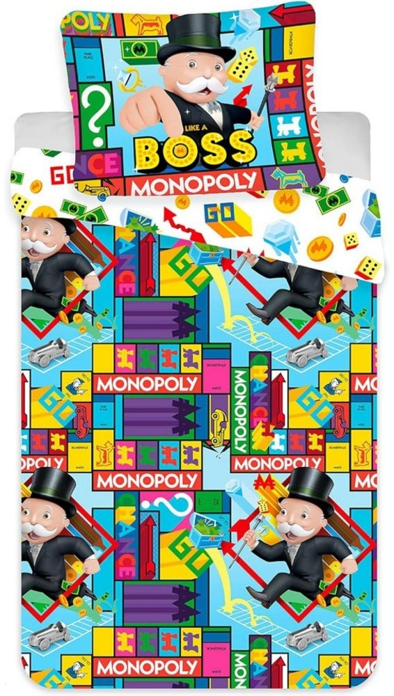 Monopoly Bettwäsche Monopoly Boss Bettwäsche 2tlg Set 135x200 80x80 cm 100% Baumwolle, 2 teilig Bild 1