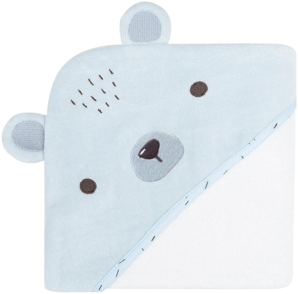 Kikkaboo Kapuzenhandtuch Bär 90 x 90 cm Babyhandtuch, 100% Baumwolle, 3D-Ohren blau Bild 1