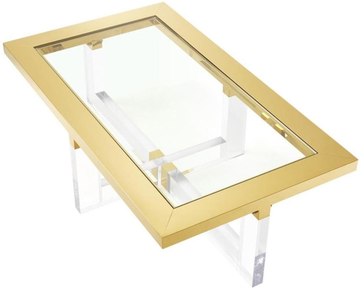 Casa Padrino Luxus Couchtisch / Wohnzimmertisch Gold 140 x 80,5 x H. 43 cm - Wohnzimmermöbel Bild 1