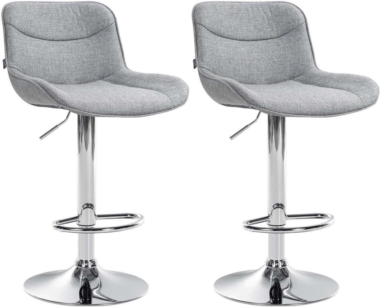 DELUKE® Barhocker 2er Set TAMPA - Grau, Stoff, Chrom Barhocker mit Lehne Barstuhl Tresenhocker Tresenstuhl Kneipenhocker Kneipenstuhl Bild 1