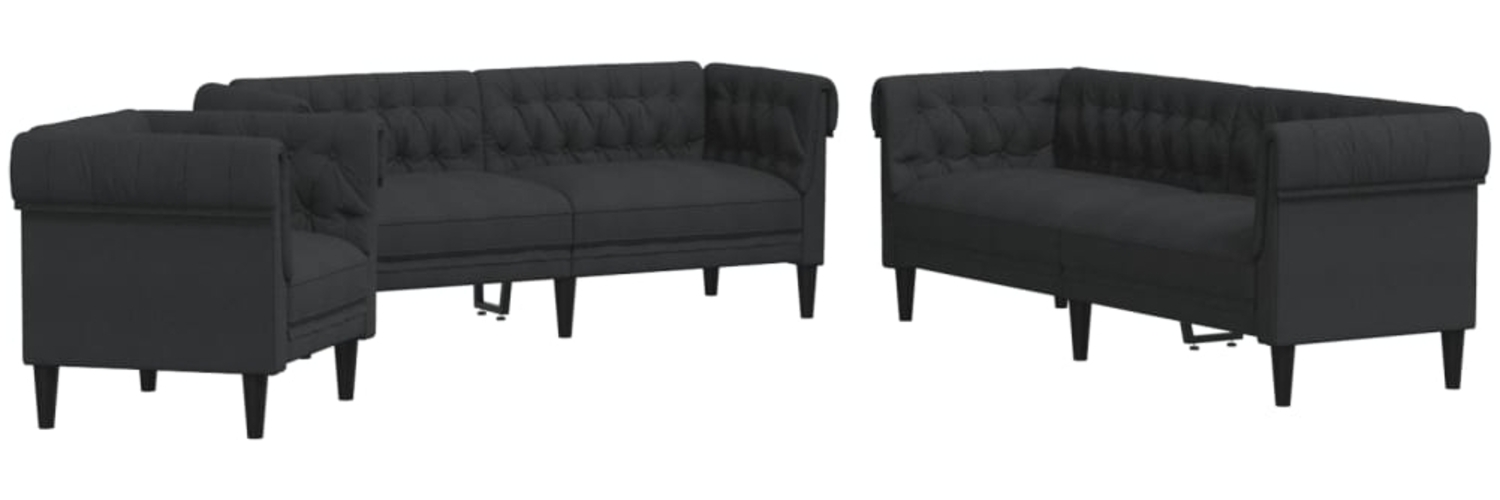 vidaXL 3-tlg. Sofagarnitur Schwarz Stoff 3209193 Bild 1