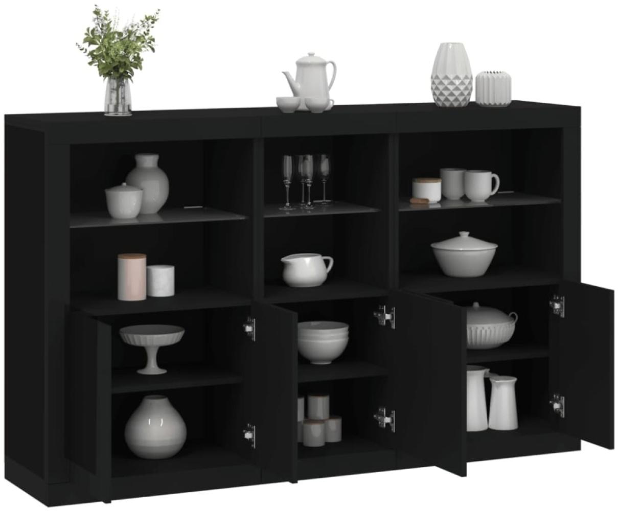 vidaXL Sideboard mit LED-Leuchten Schwarz 162x37x100 cm Bild 1