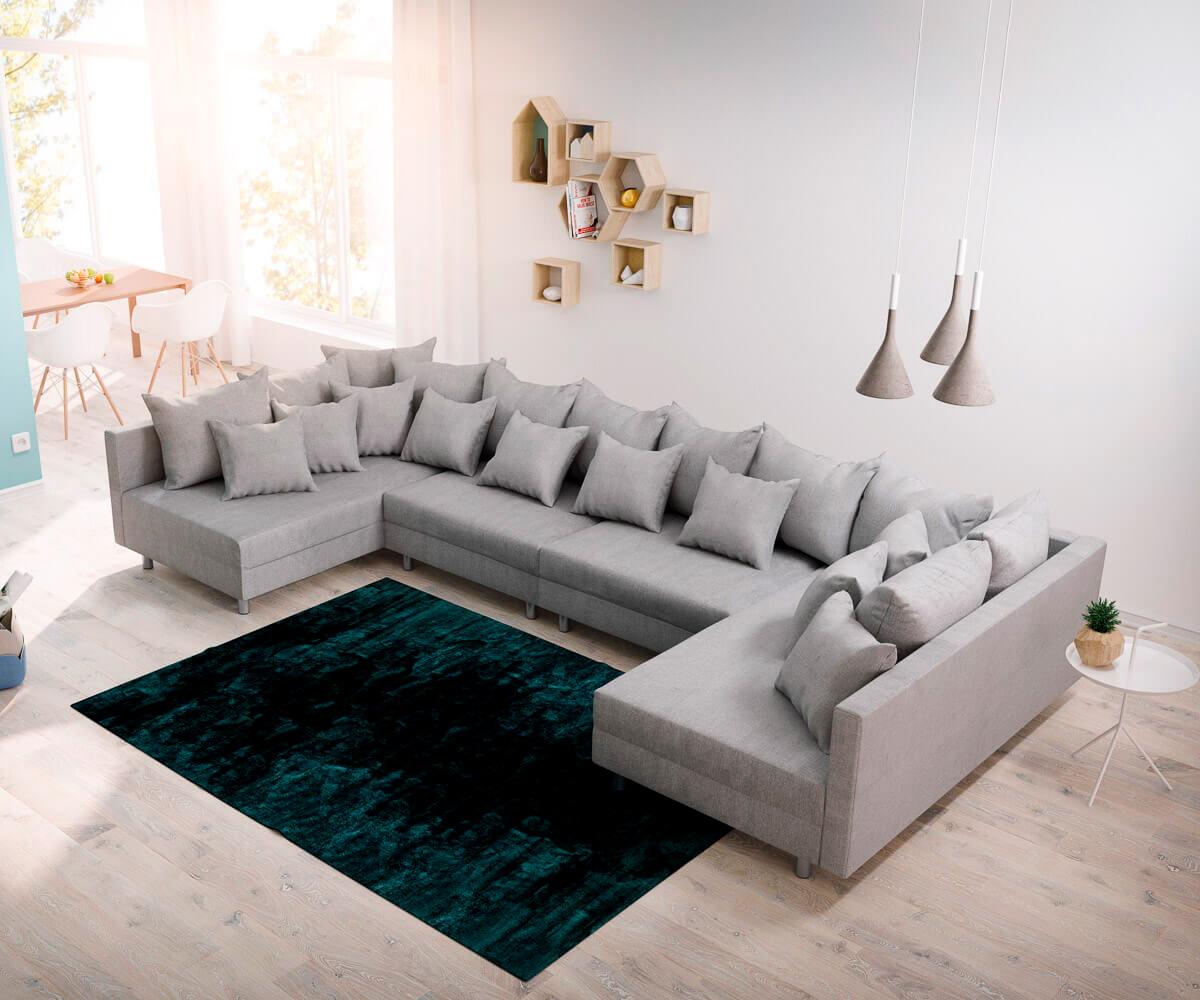 Wohnlandschaft Clovis XL Grau Flachgewebe Modulsofa Bild 1