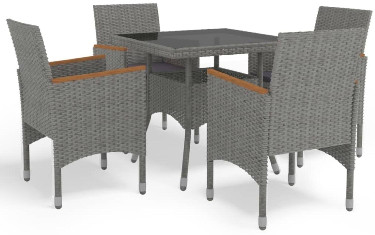vidaXL 5-tlg. Garten-Essgruppe Grau Poly Rattan und Akazienholz 3058325 Bild 1