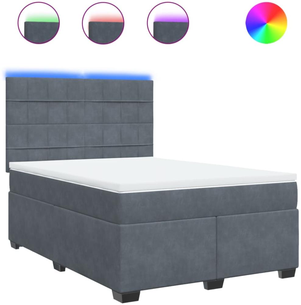 vidaXL Boxspringbett mit Matratze Dunkelgrau 140x190 cm Samt 3293207 Bild 1