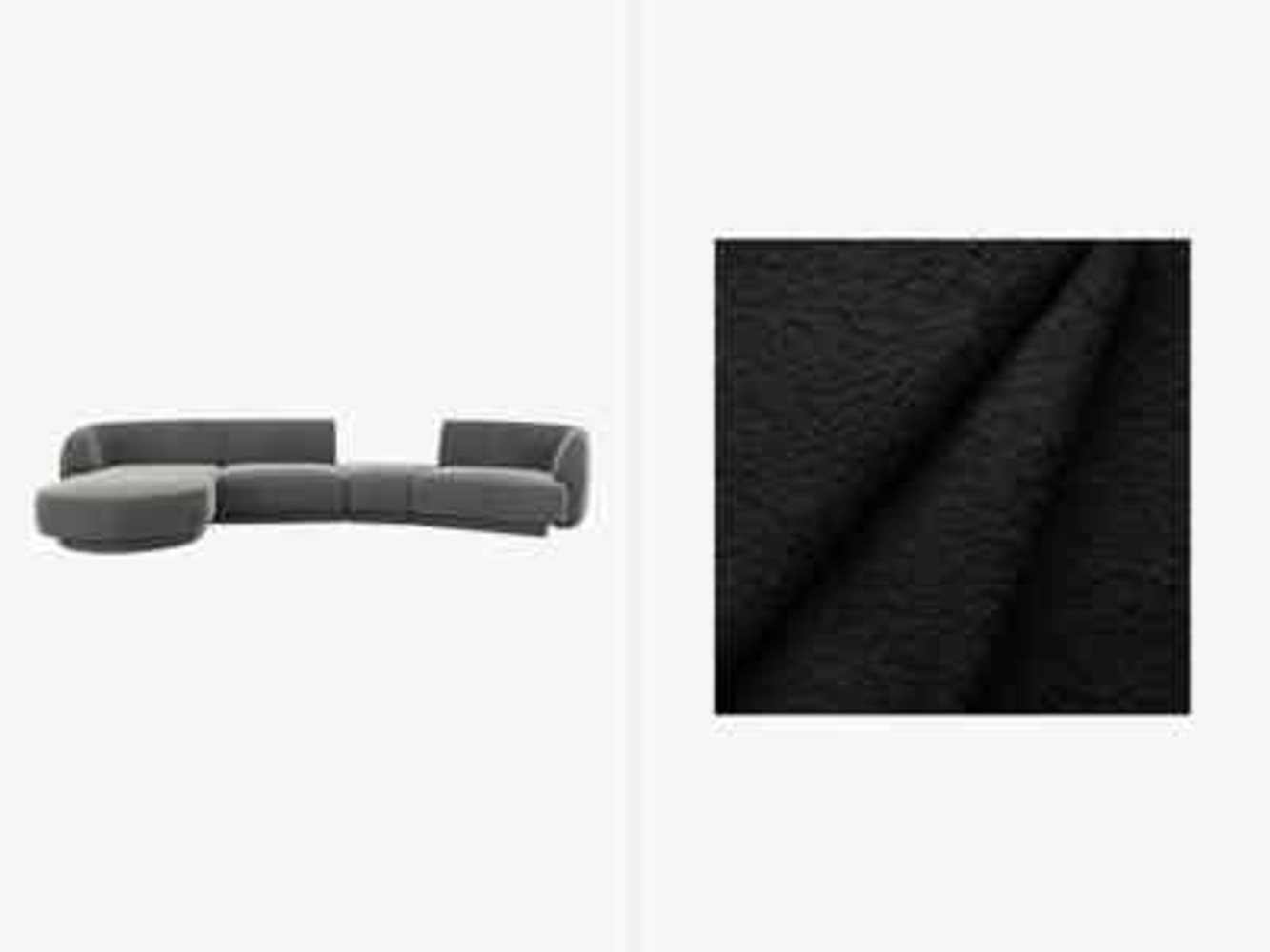 Micadoni Modulares Sofa Miley mit Recamiere 4-Sitzer Links Boucle Baloo Schwarz Bild 1