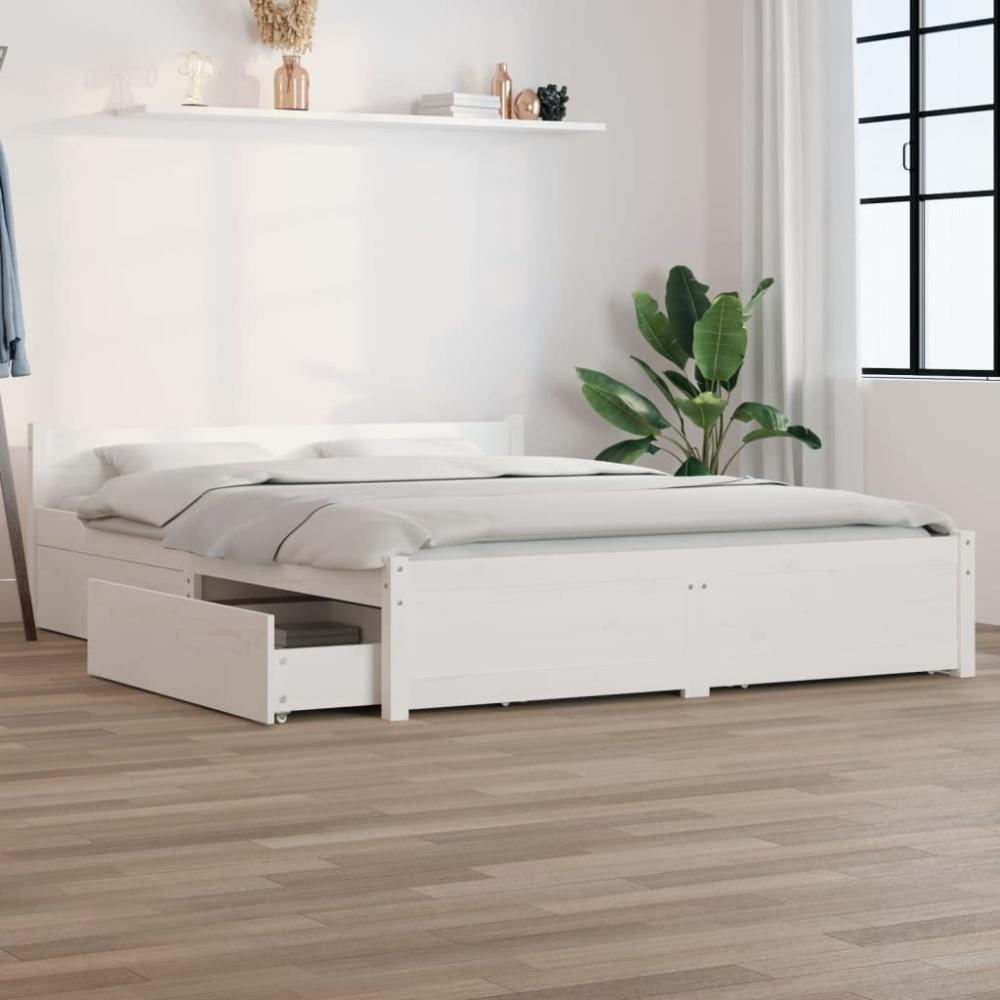 vidaXL Bett mit Schubladen Weiß 150x200 cm 3103565 Bild 1