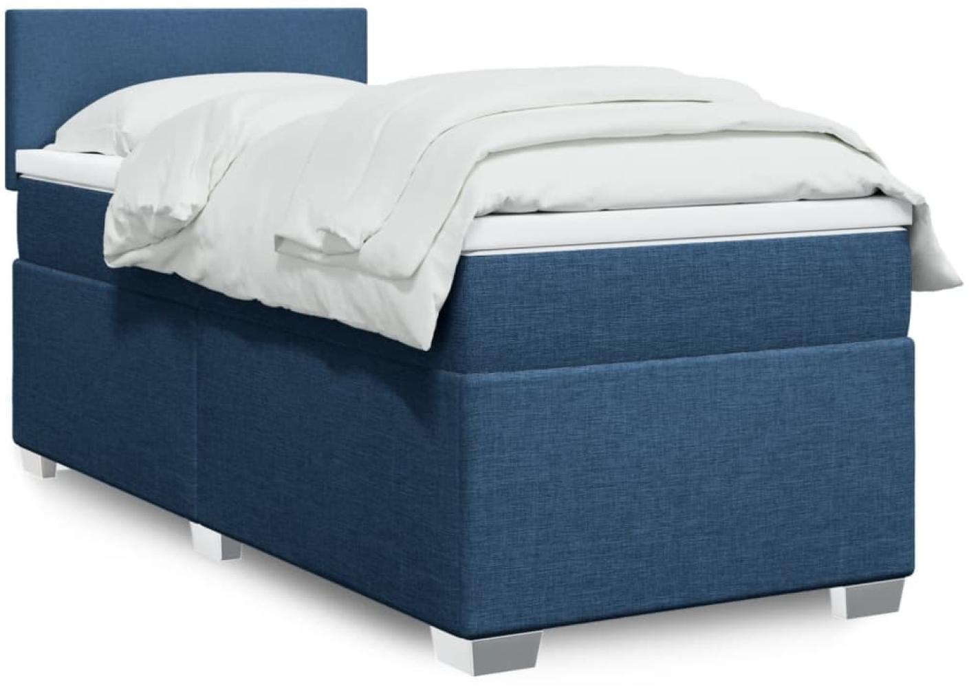 vidaXL Boxspringbett mit Matratze Blau 90x190 cm Stoff 3288042 Bild 1