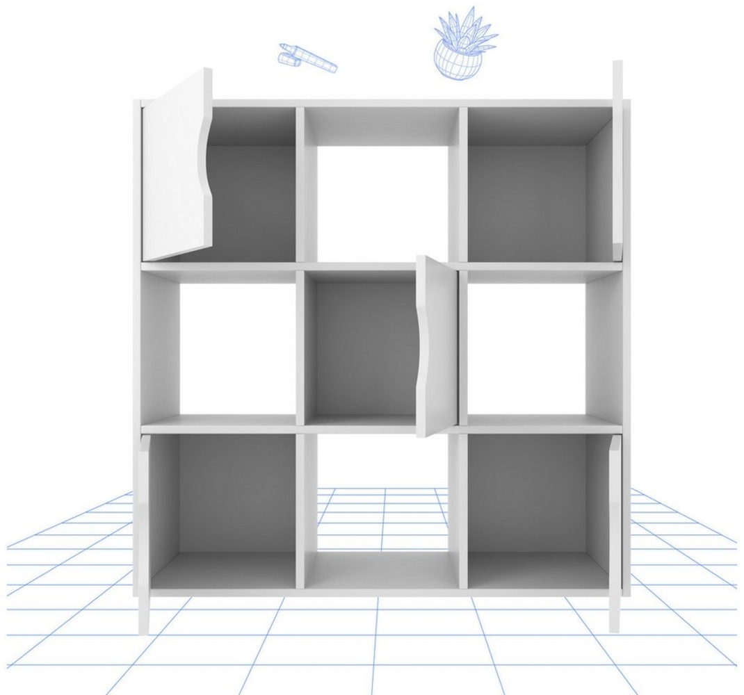 FLEXISPOT Stauraumregal Standregal, Würfelregal, Raumteiler, viel Stauraum, 9 Fächer mit Türen und Kippschutz, ideal für Zuhause und Büro, Moderner Holz-Bücherregal, 90x29x90 cm Bild 1
