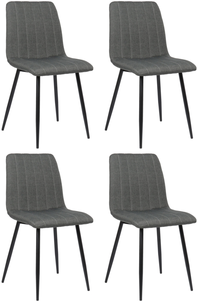 DELUKE® 4er Set Stühle LENZ Stoff - 88 x 45 x 53 cm, dunkelgrau, Metall Gestell Stühle Esszimmerstühle Stuhl Esszimmer Esstisch Stühle Küchenstuhl Bild 1