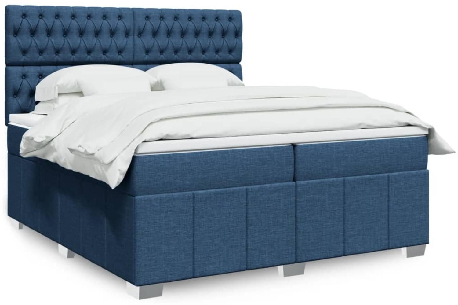 vidaXL Boxspringbett mit Matratze Blau 200x200 cm Stoff 3291788 Bild 1