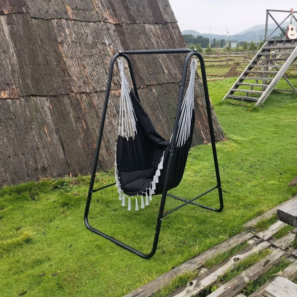 CCLIFE Hängesessel mit Gestell Kissen Hängeschaukel Hängestuhl Bis 100kg Indoor & Outdoor Garten Hängesitz Bild 1