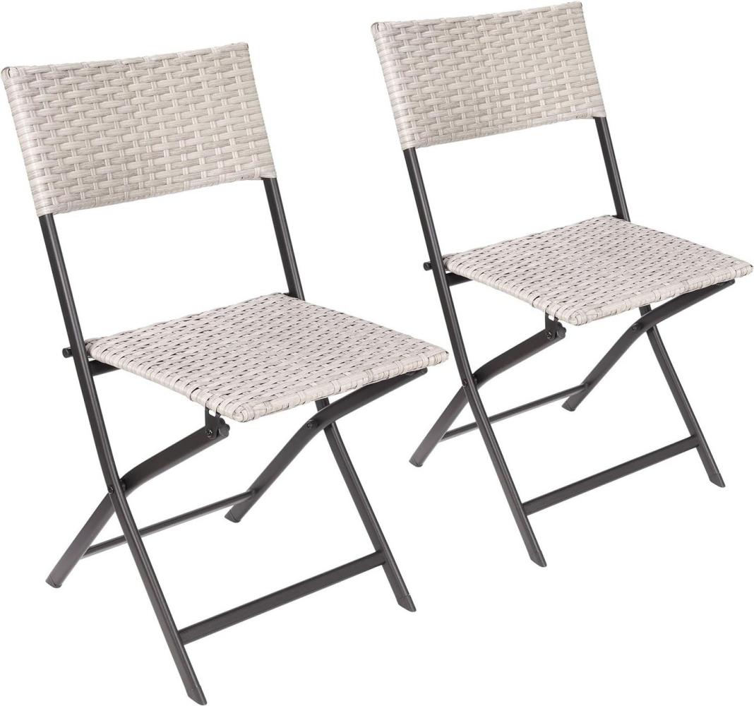 BRUBAKER Campingstuhl Lugano - Polyrattan Klappstuhl wetterfest und robust (Balkonstuhl klappbar, 2 St), Camping Stuhl für Garten Balkon Terrasse - Gartenstuhl - Grau Beige Bild 1