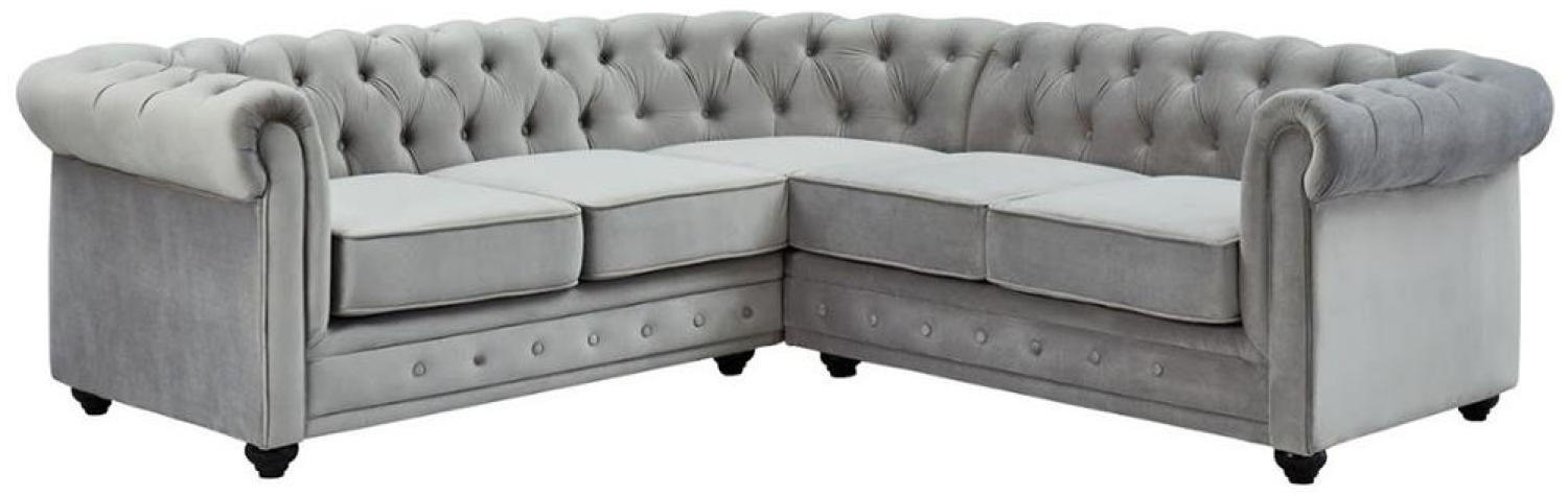 Vente-unique - Ecksofa - Samt - Hellgrau - CHESTERFIELD Bild 1