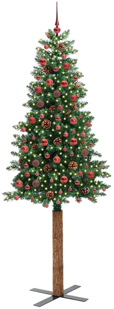 vidaXL Schlanker Weihnachtsbaum mit 300 LEDs mit Ständer Grün 210 cm 3394877 Bild 1