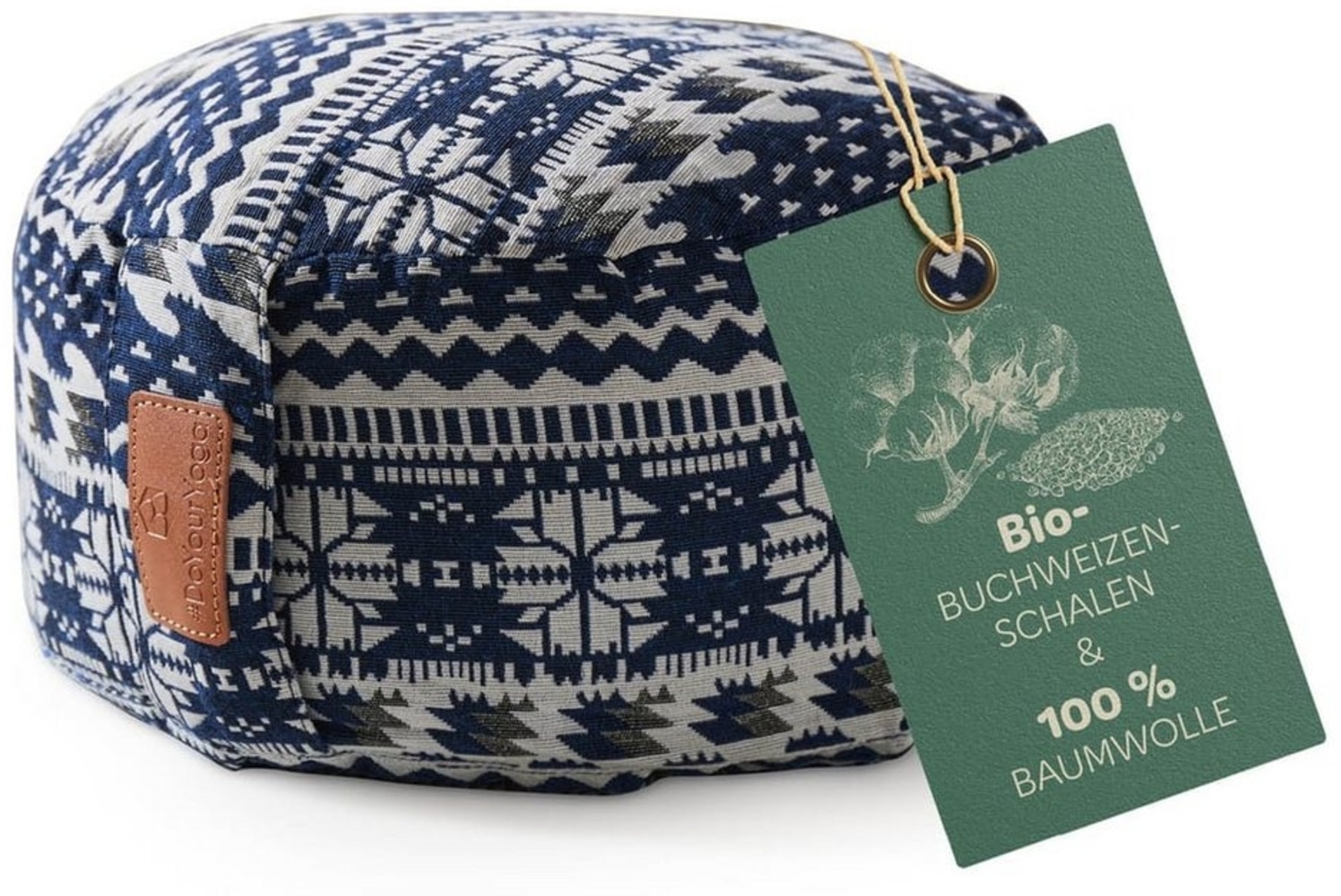 #DoYourYoga Yoga Bolster Vishnu rund - gefüllt mit Bio-Dinkelspelz, Entspannungskissen Yoga Meditation Fitness Therapie 30 x 30 x 15 cm Bild 1